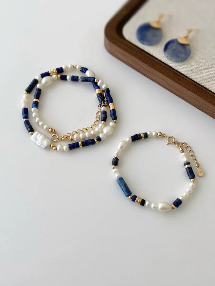Indigo Lapis Baroque Pearl Bracelet - Cuddlydigit