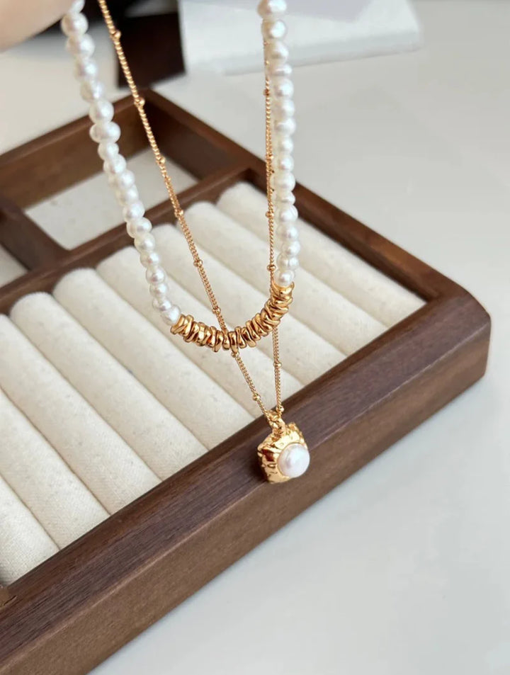Sugar Cube 18k Gold Pearl Necklace - Cuddlydigit