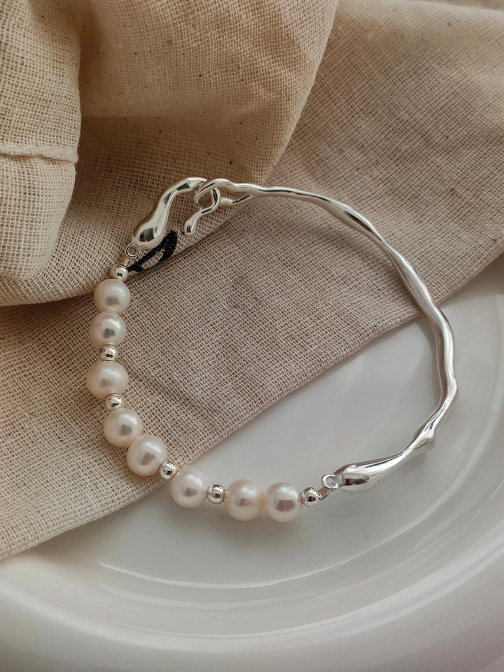 Branch Baroque Pearl Bracelet Silver - Cuddlydigit