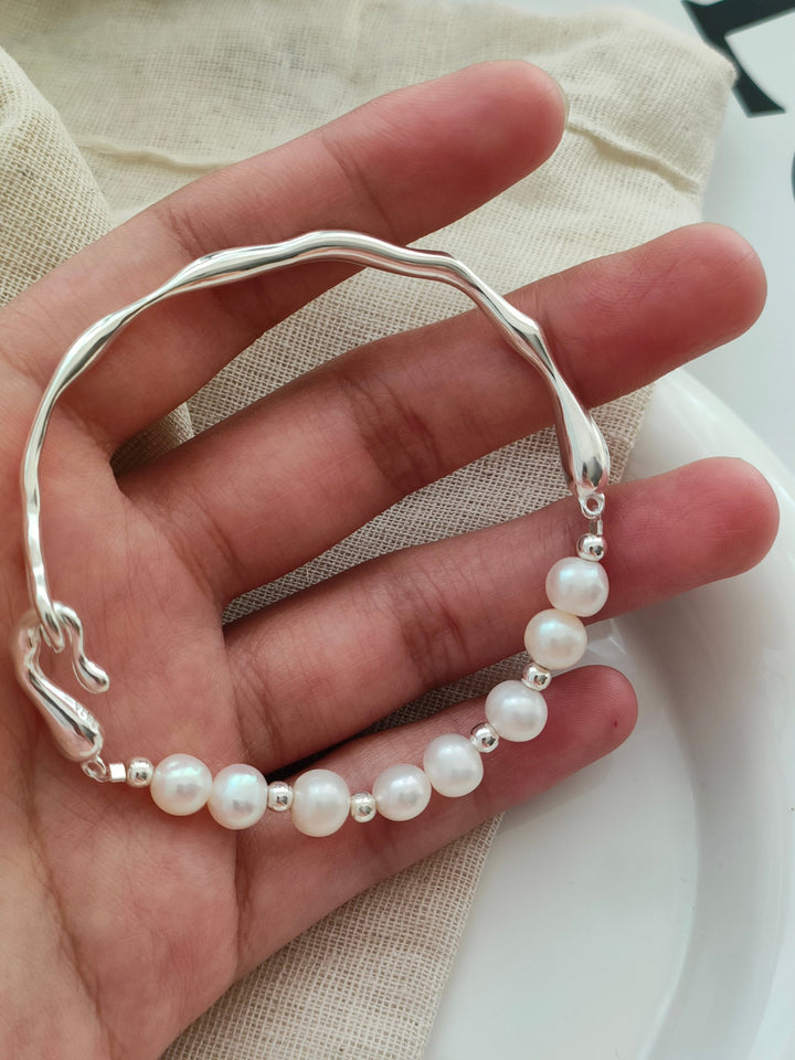 Branch Baroque Pearl Bracelet Silver - Cuddlydigit