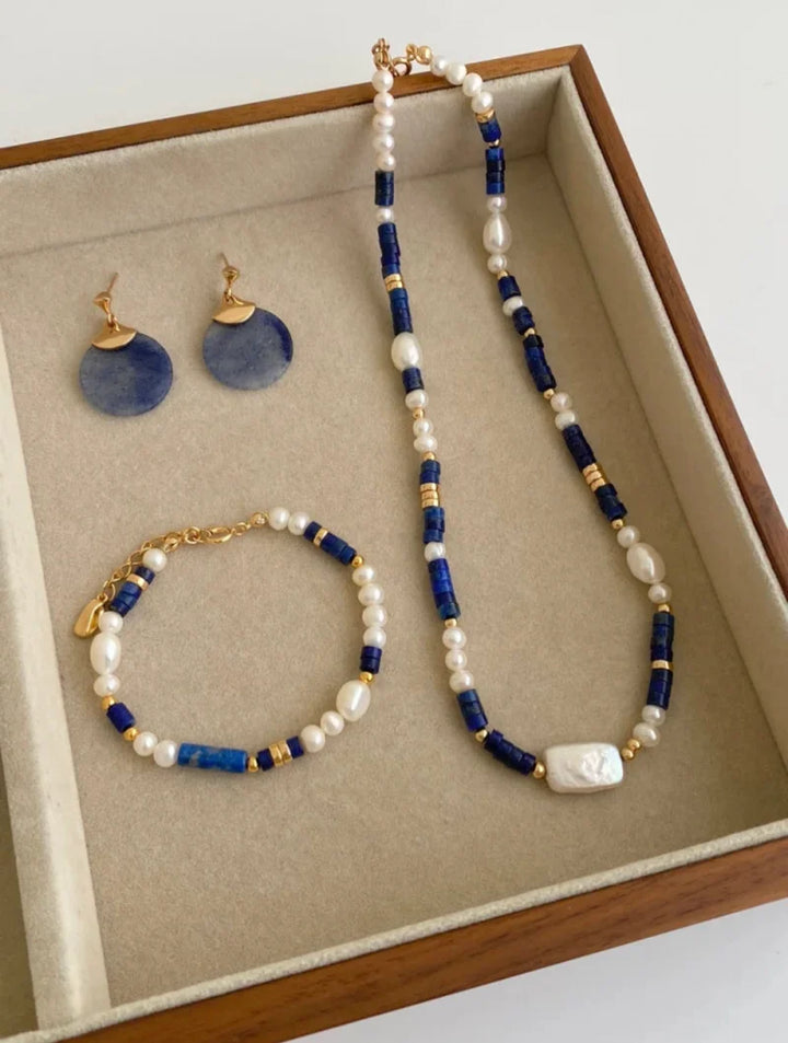 Indigo Lapis Baroque Pearl Bracelet - Cuddlydigit