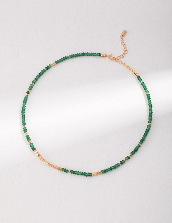 Emerald Bead and Silver Necklace - Cuddlydigit