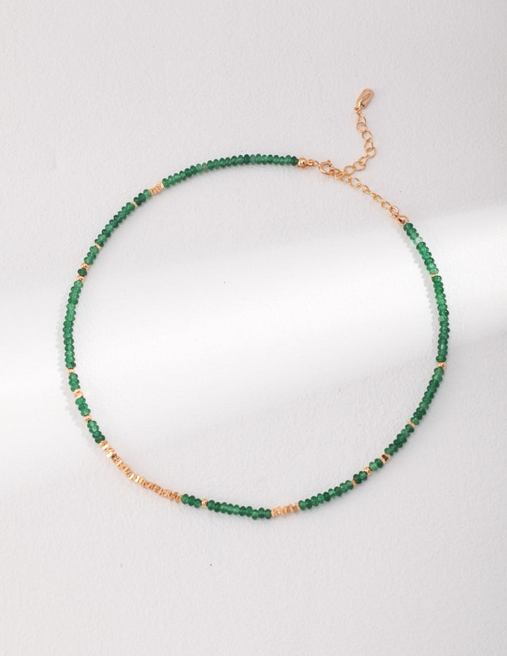 Emerald Bead and Silver Necklace - Cuddlydigit