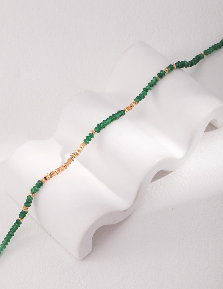 Emerald Bead and Silver Necklace - Cuddlydigit