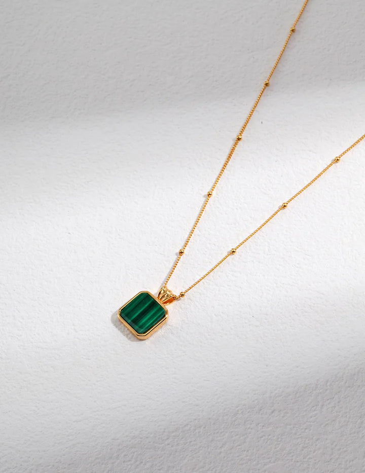 Square Malachite Beaded Necklace - Cuddlydigit
