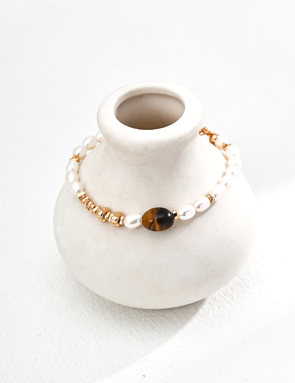 Pearl and Tiger-Eye Bracelet