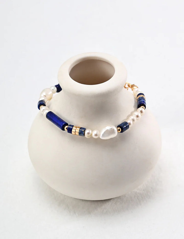 Indigo Lapis Baroque Pearl Bracelet - Cuddlydigit