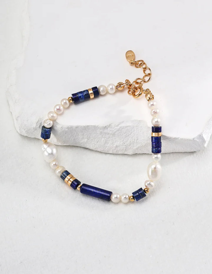 Indigo Lapis Baroque Pearl Bracelet - Cuddlydigit