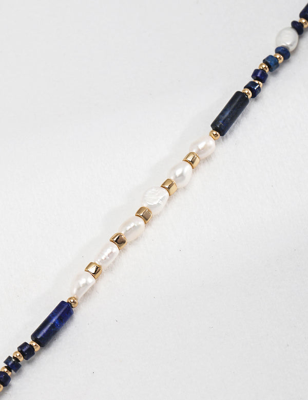 Indigo Lapis Baroque Pearl Necklace